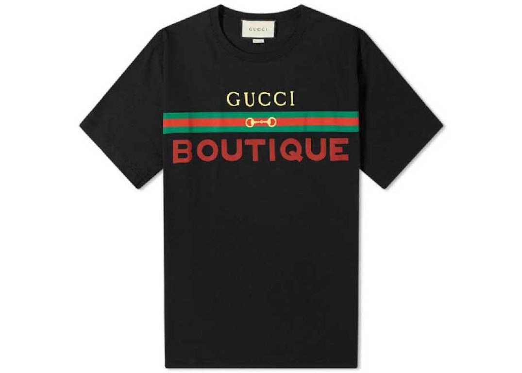 Pre-owned Gucci Boutique Print Cotton T-shirt Black