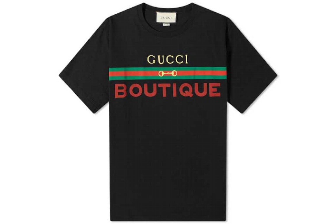 Pre-owned Gucci Boutique Print Cotton T-shirt Black