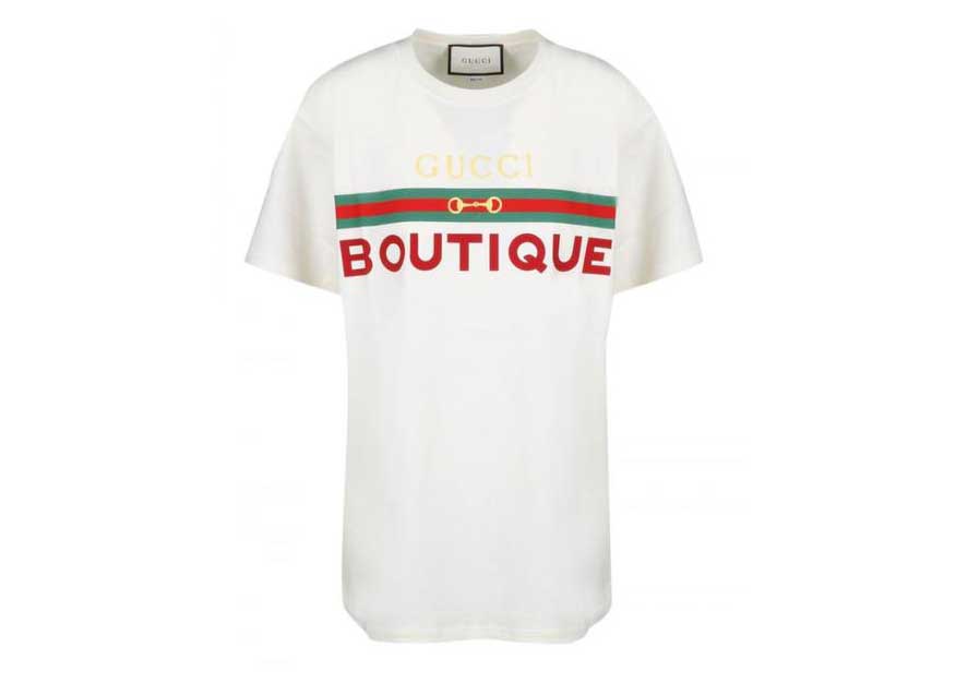 Gucci Boutique Print Cotton T-shirt White