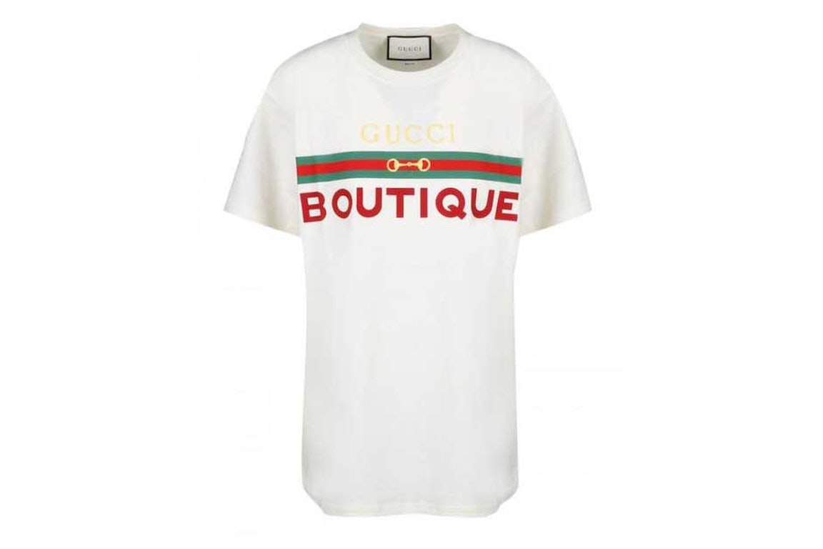 Pre-owned Gucci Boutique Print Cotton T-shirt White