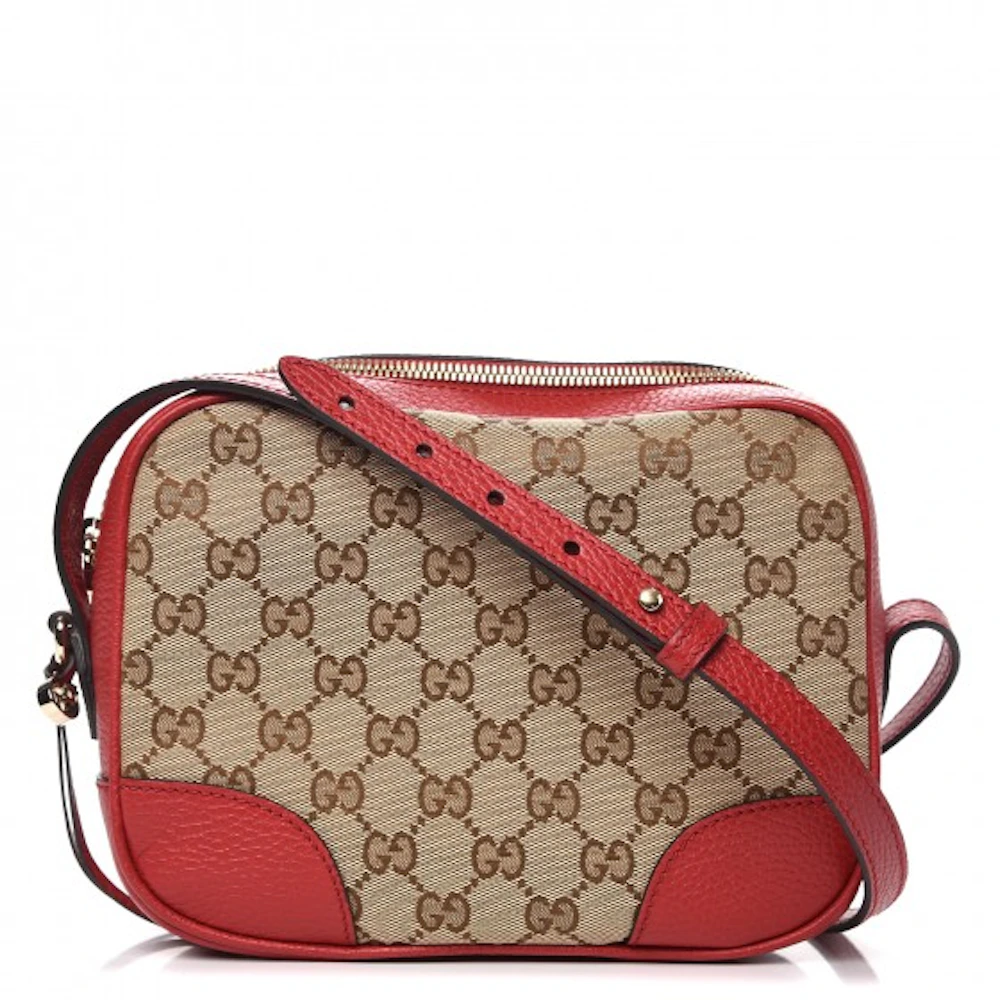 Gucci Bree Messenger GG Supreme Mini Red in Canvas/Leather with Gold ...