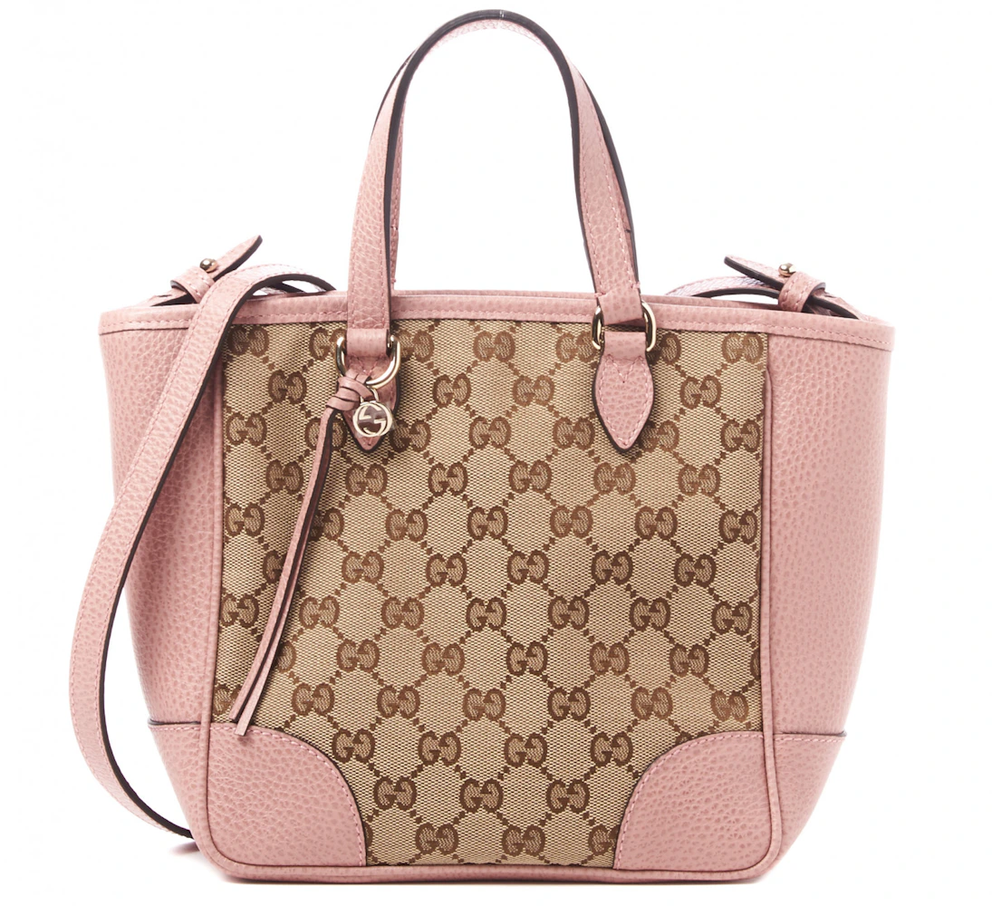 GUCCI GG Canvas Tote Bag Pink Gold Authentic