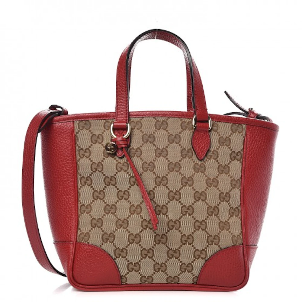 Gucci Bree Tote GG Supreme Small Beige/Red in Canvas/Leather with Light ...