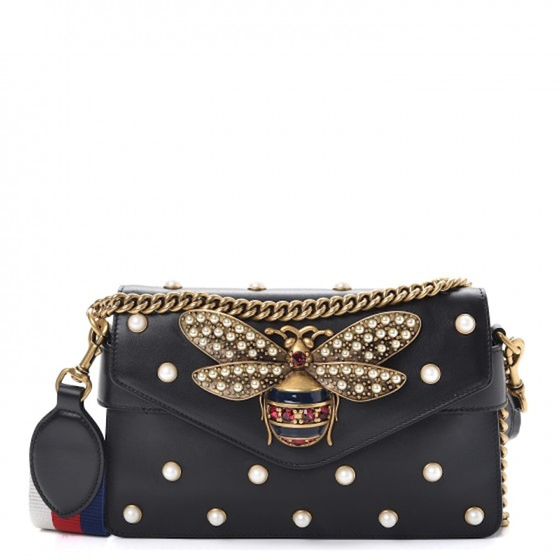 Gucci Broadway Pearly Bee Mini Black