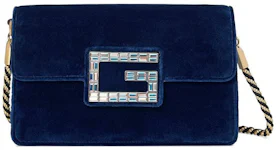 Gucci Broadway Shoulder Bag Velvet Jeweled G Blue