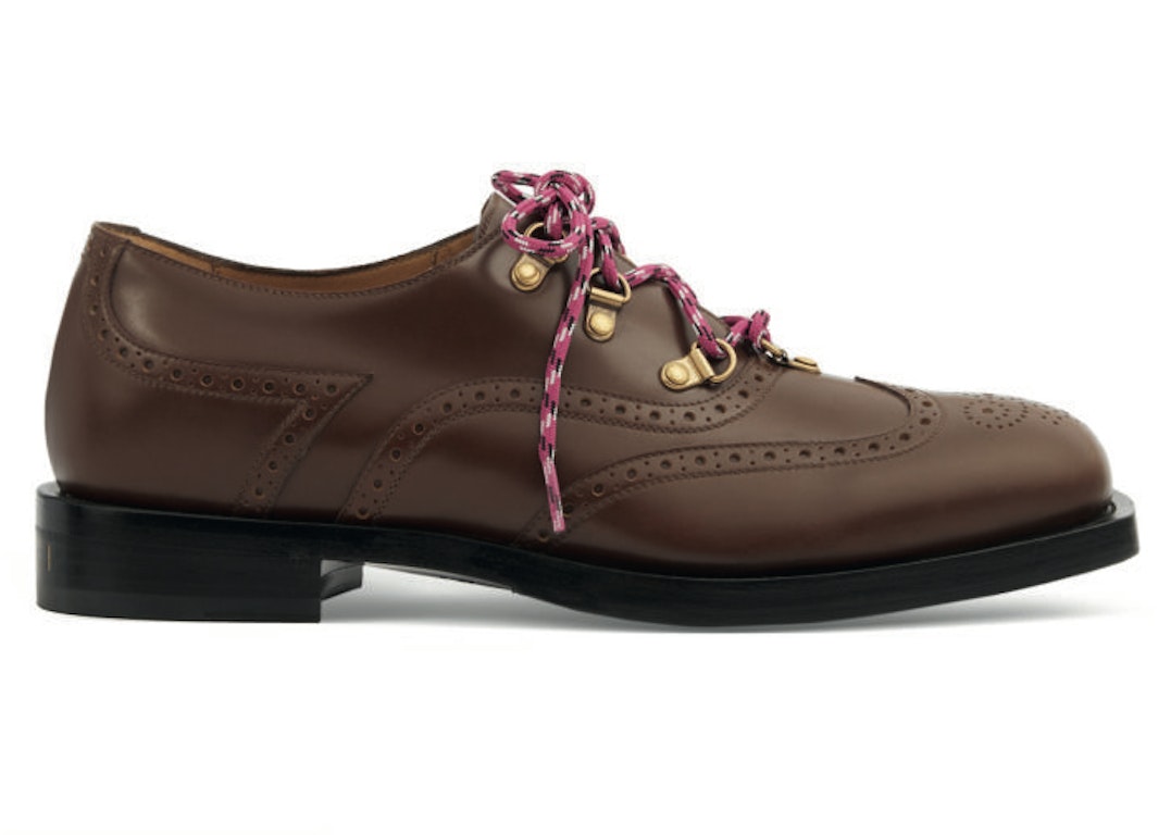 Pre-owned Gucci Brogue Detail Lace Up Shoe Brown