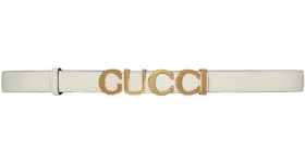 Gucci Buckle Thin Belt White