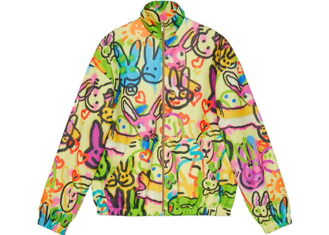 Pre-owned Gucci Bunny Print Full Zipped Jersey Jacket Multi