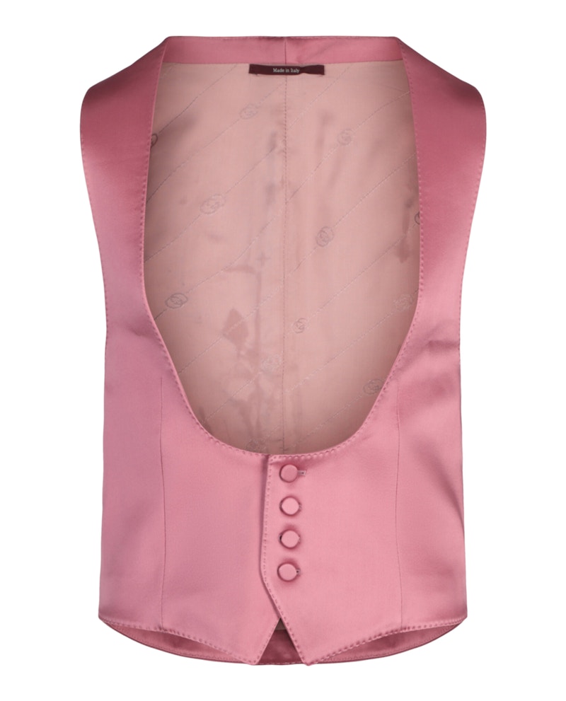 Gucci Button-Up Satin Vest Pink