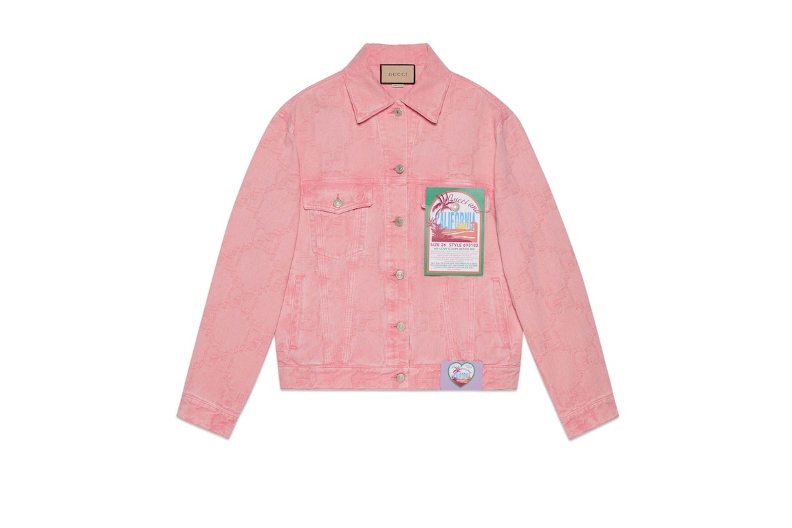 Pre-owned Gucci California Gg Supreme Pattern Denim Jacket Pink