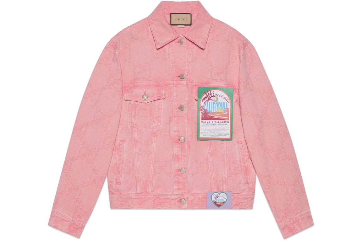 Gucci California GG Supreme Pattern Denim Jacket Pink - US