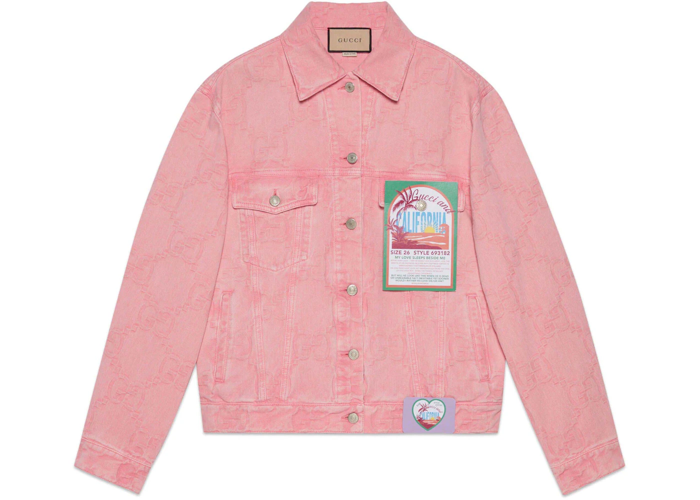 Gucci California GG Supreme Pattern Denim Jacket Pink - US