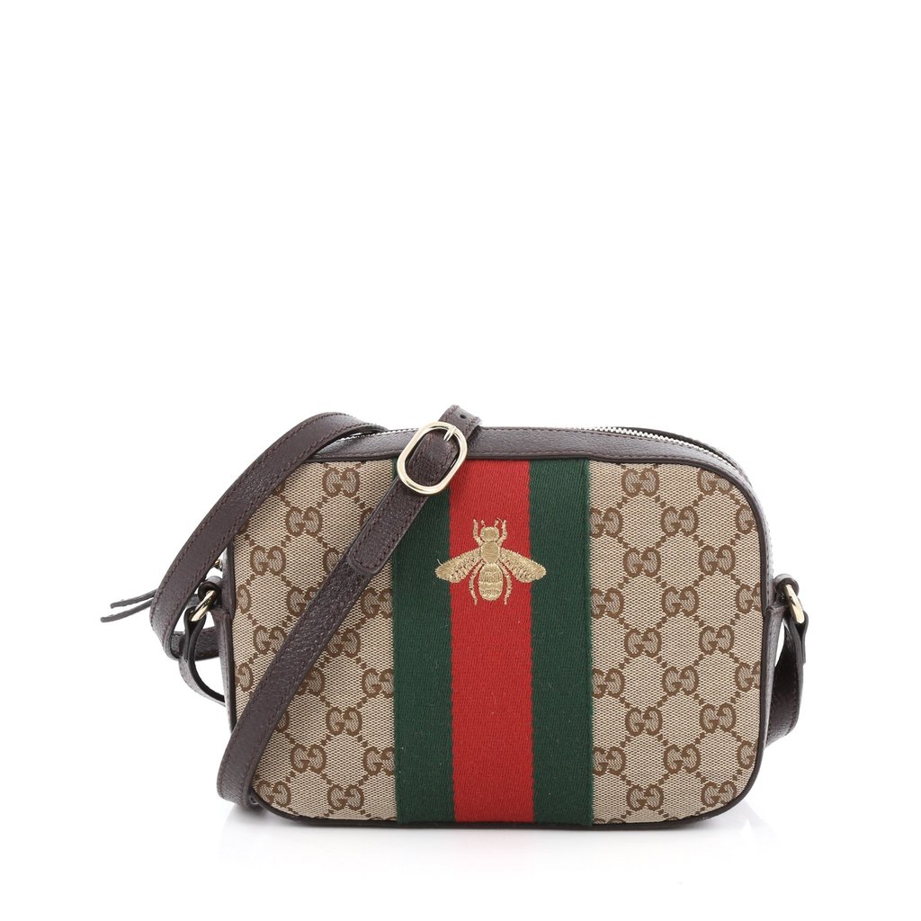 Gucci Red/White/Blue Leather Queen Margaret Bee Card Case Wallet - Yoogi's  Closet