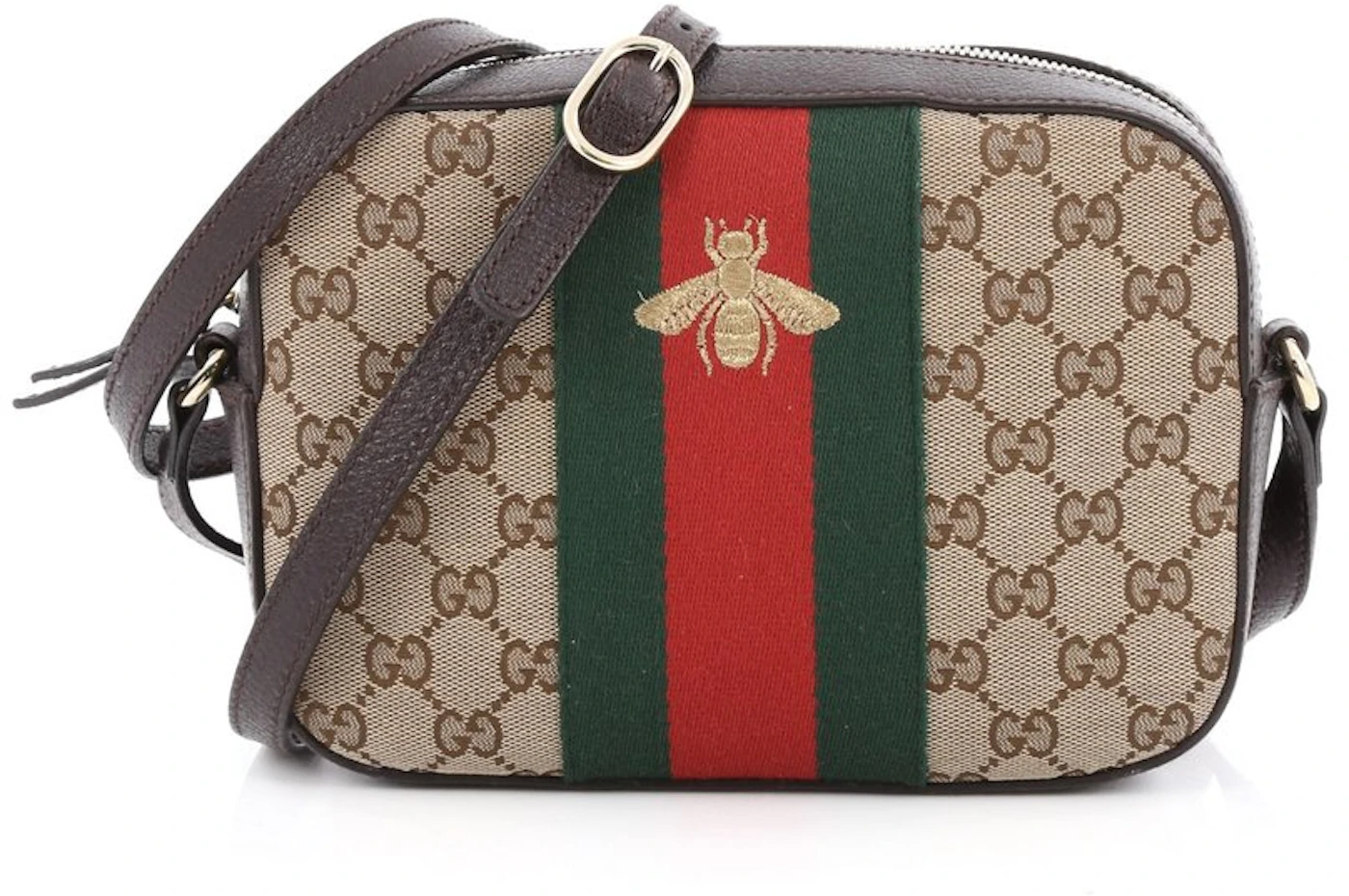 Gucci Red Leather Webby Bee Crossbody Bag Gucci
