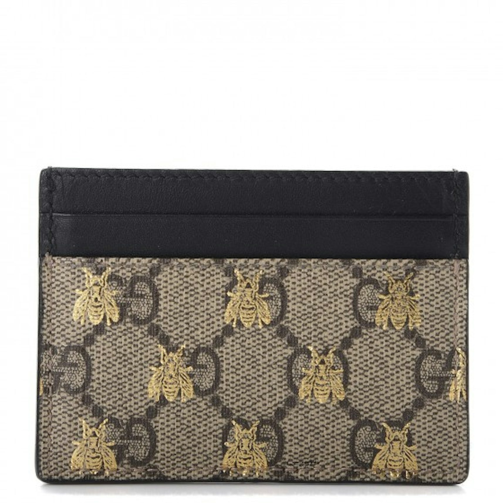 Gucci GG Supreme Canvas Leather Bee Card Holder (SHF-20837) – LuxeDH