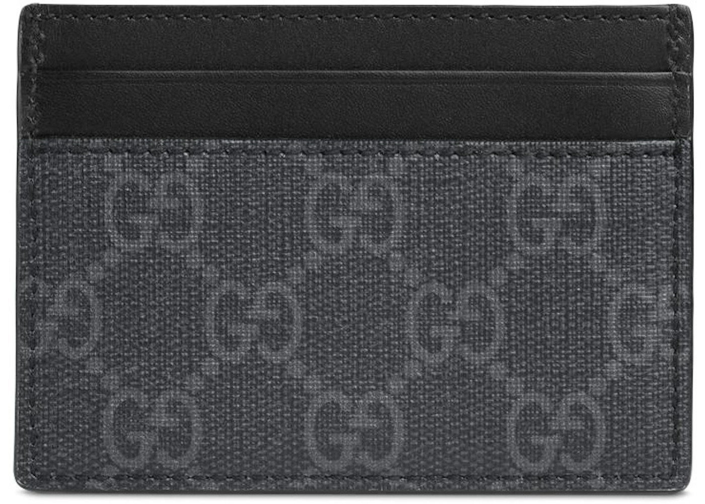 Gucci Card Case GG Supreme Kingsnake Print Black/Grey in Canvas/Leather ...