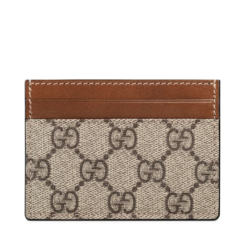 Pre-owned Gucci Men's  Card Case Supreme In Beige In Sand