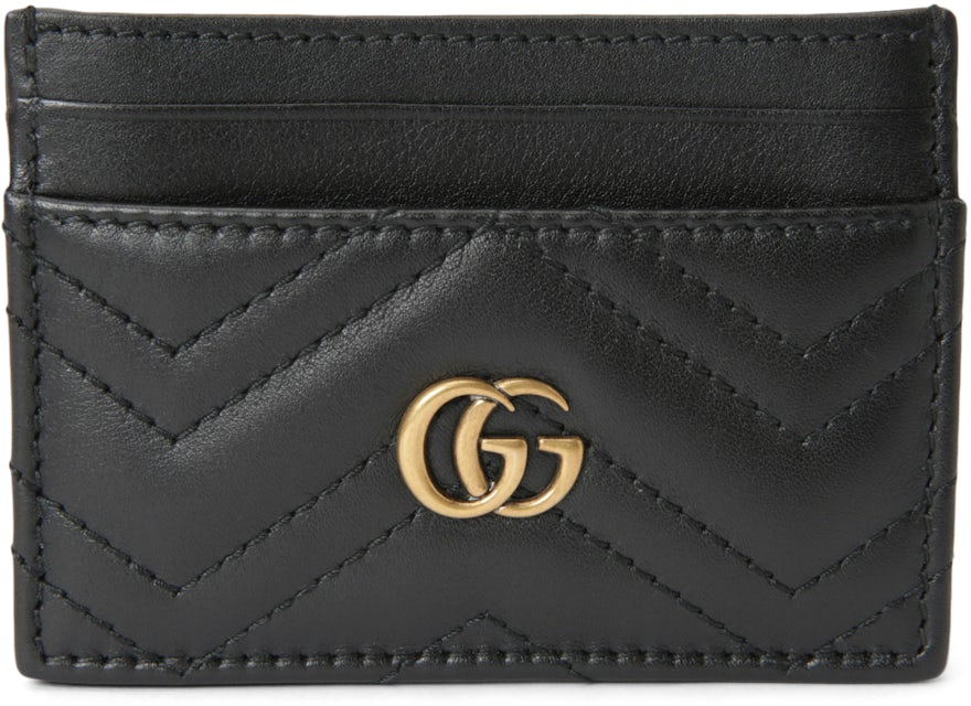 GG Marmont Leather Card Holder in Black - Gucci