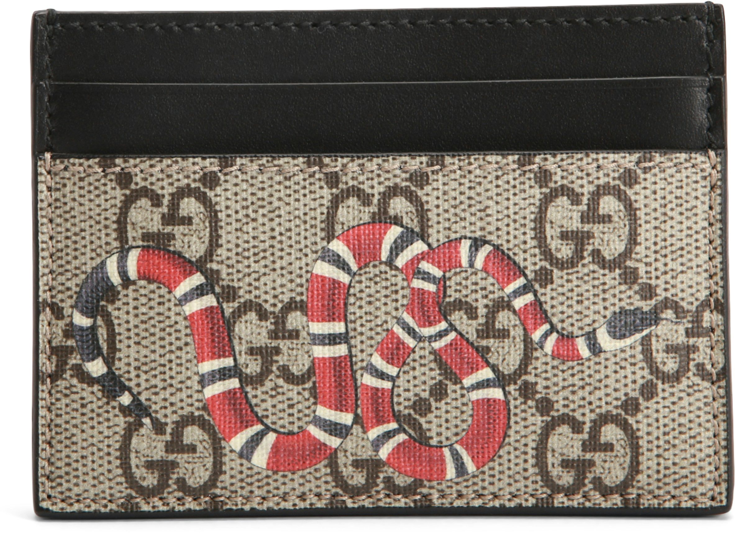 Gucci Card Case Wallet Monogram GG Supreme Tian Print Brown/Beige