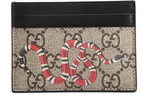 Porta carte Gucci GG Supreme Kingsnake Print marrone/ebano in