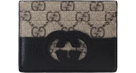 Gucci Card Case with Cut-Out Interlocking G Beige/Ebony