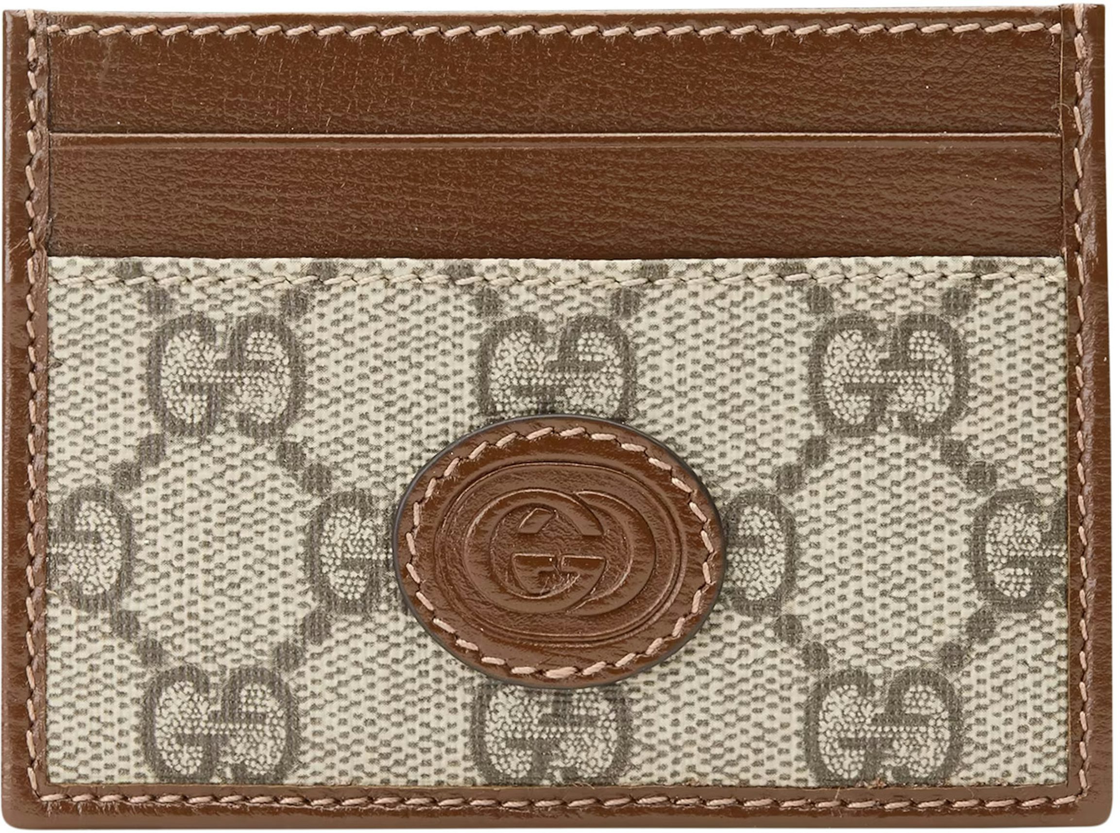 Card case with GG detail in beige and ebony Supreme