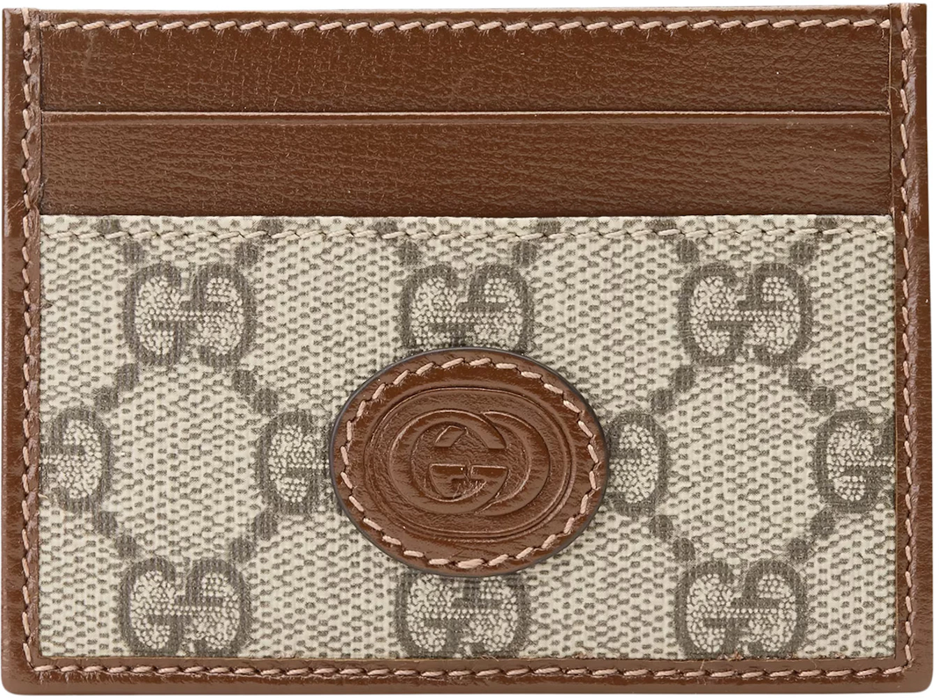 GG passport case with Interlocking G in beige and ebony Supreme