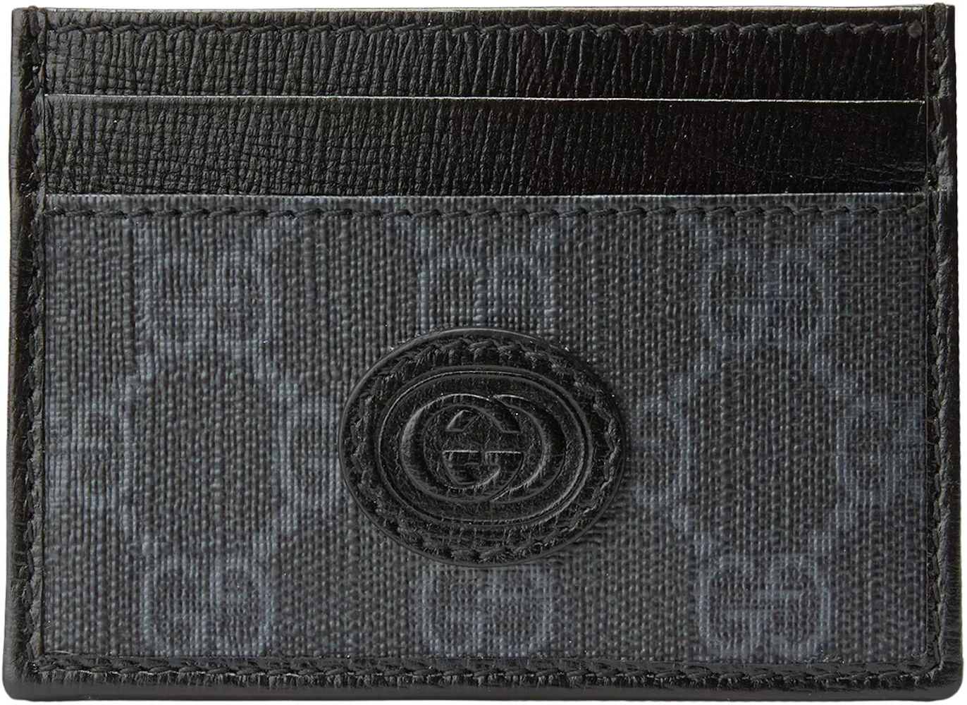 Mini wallet with Interlocking G in black GG Supreme