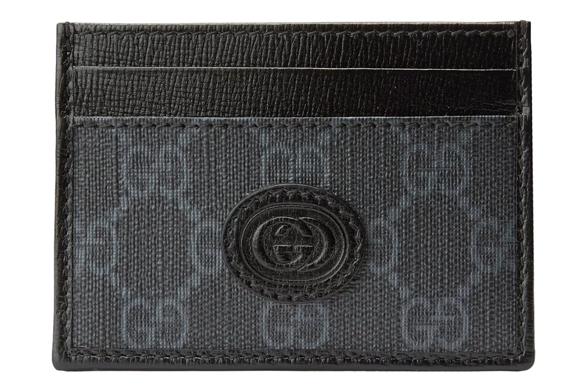 Pre-owned Gucci Card Case With Interlocking G Black