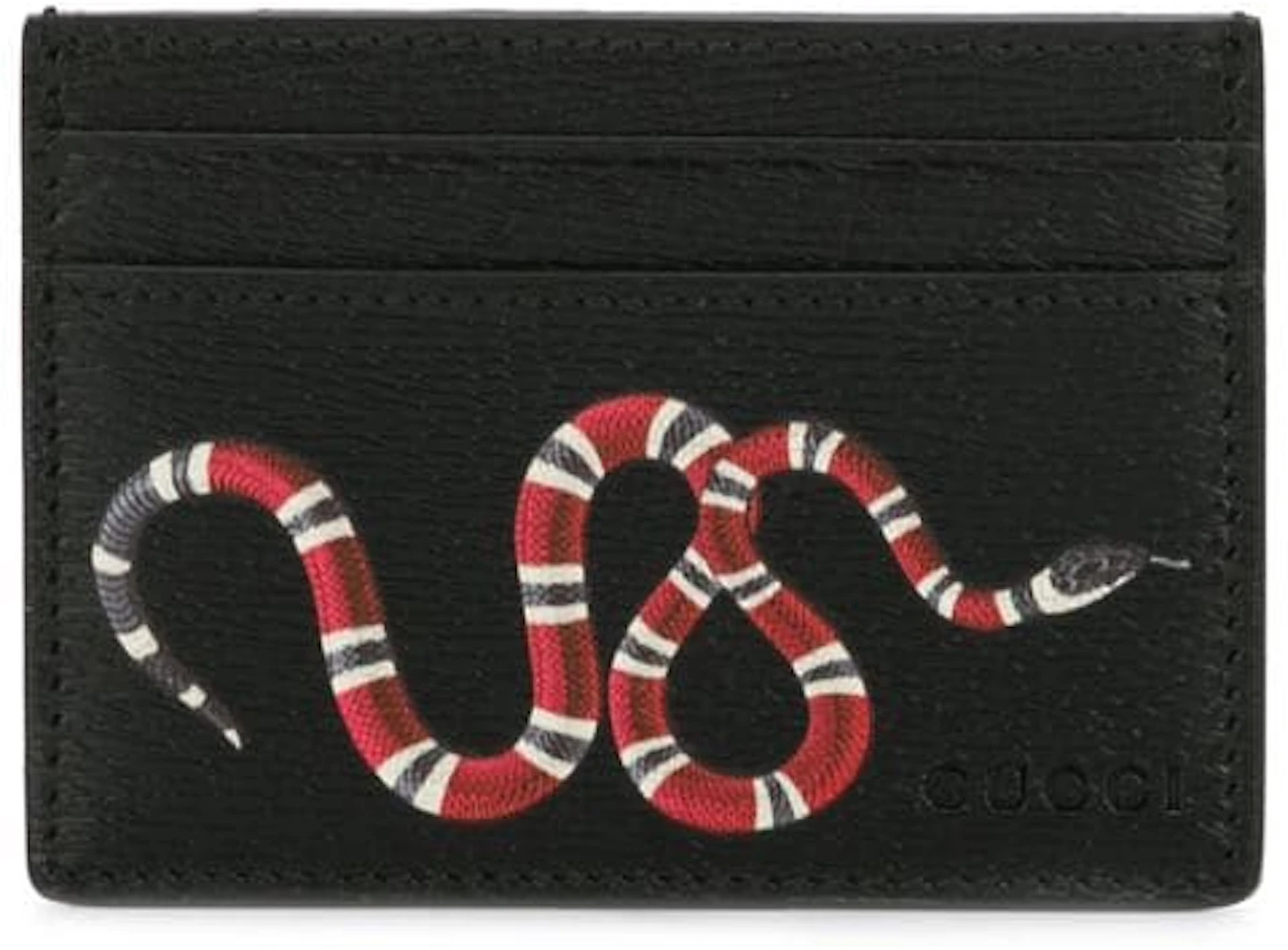 Gucci Card Holder Kingsnake Black in Leather - GB