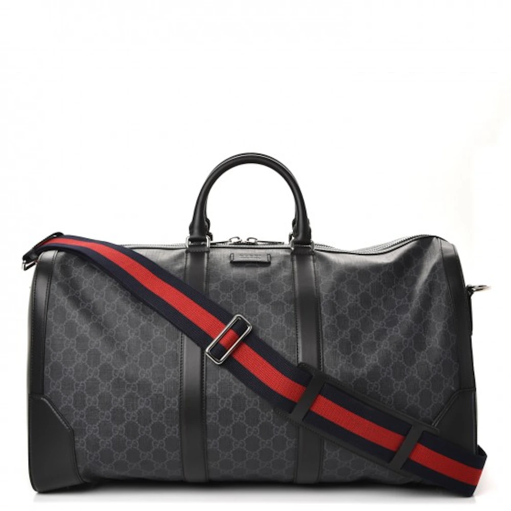 Gucci Black GG Supreme Canvas And Leather Large Carry On Duffel Bag Gucci
