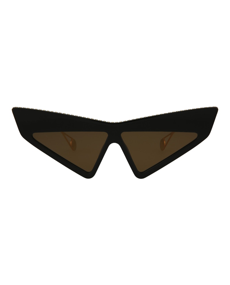 Pre-owned Gucci Cat Eyeframe Acetate Sunglasses In Black Gold Brown (gg0430s/30006314/002)