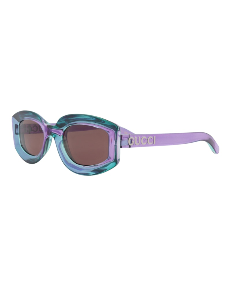 Pre-owned Gucci Women's  Cat Eyeframe Injection Sunglasses In Violet Violet Brown (gg1719s/30015508/003)