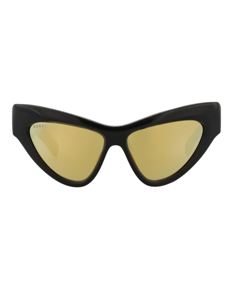 Pre-owned Gucci Women's Cat Eyeframe Recycled Acetate Sunglasses/30013847002) In Black/gold (gg1294s In Multi