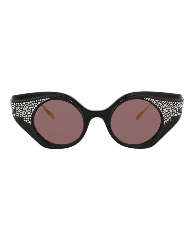 Pre-owned Gucci Women's Cat Eyeframe Recycled Acetate Sunglasses/30013927001) In Black/gold/brown (gg1327s In Multi