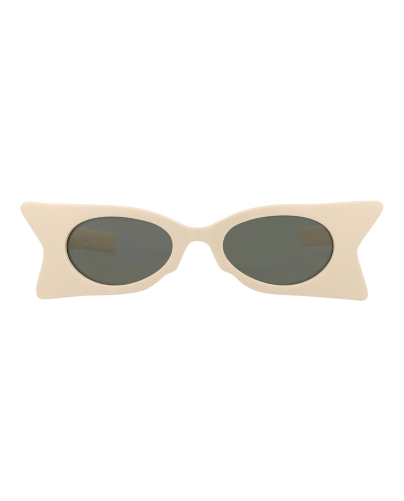 Pre-owned Gucci Women's  Cat Eyeframe Recycled Acetate Sunglasses In Ivory Ivory Grey (gg1379s/30014362/001)