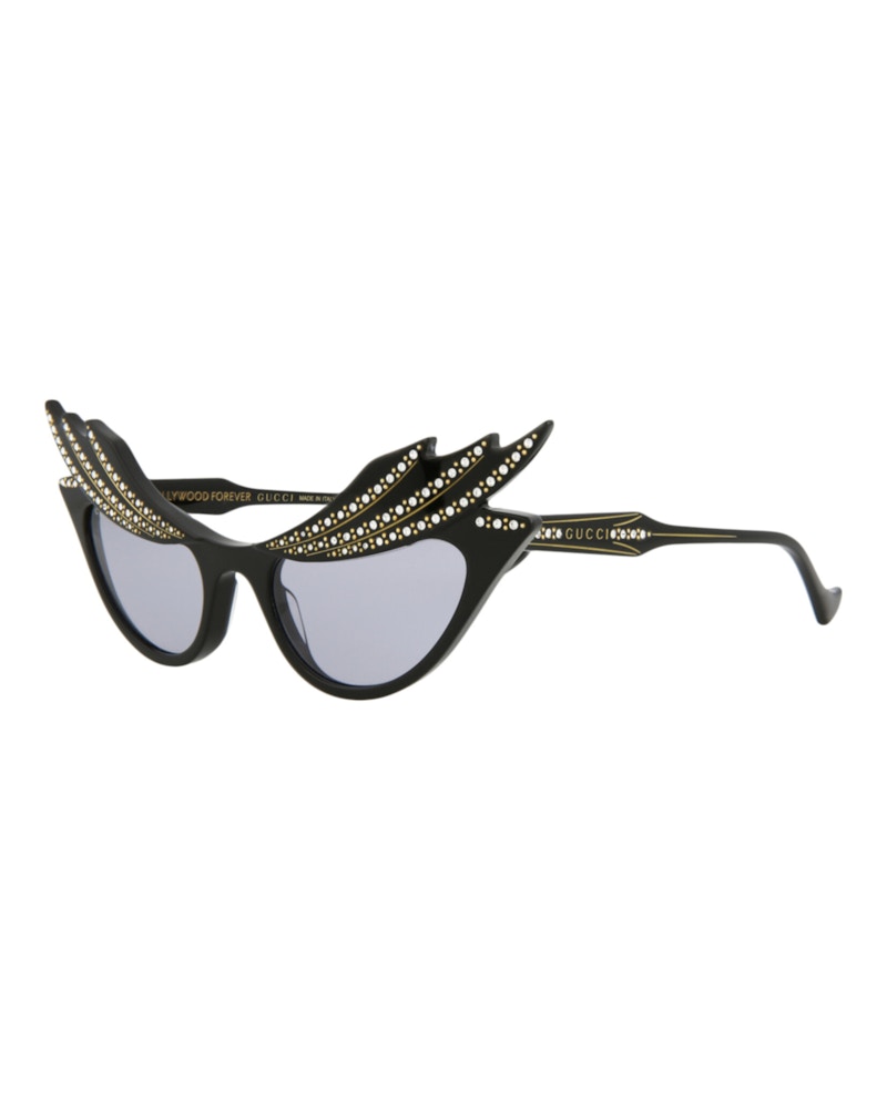 Pre-owned Gucci Women's Cat Eye Sunglasses/30012857001) In Black/violet (gg1094s