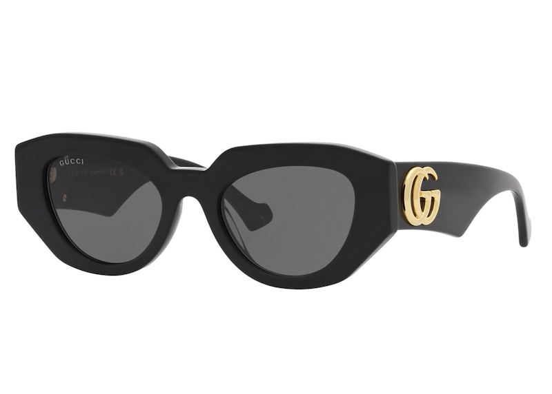 Gucci Cat Eye Sunglasses Black Gold GG1421S 001 in Acetate with