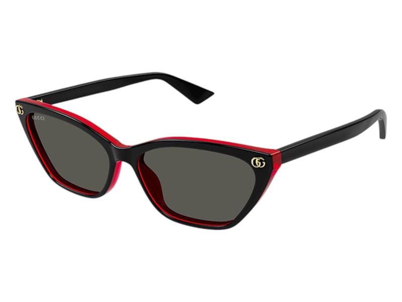 Pre-owned Gucci Women's  Cat Eye Sunglasses In Shiny Black/red (gg1815s 003)