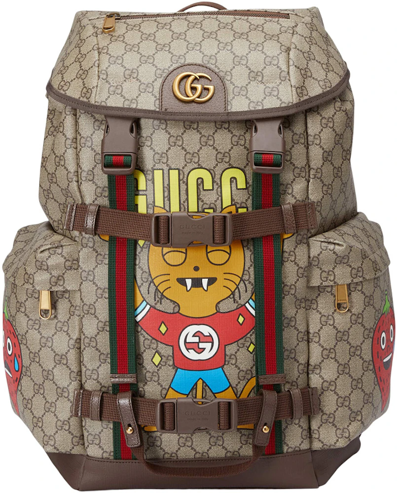 Gucci Backpack GG Supreme Kingsnake Print Beige/Ebony in Canvas/Leather  with Gold-tone - US