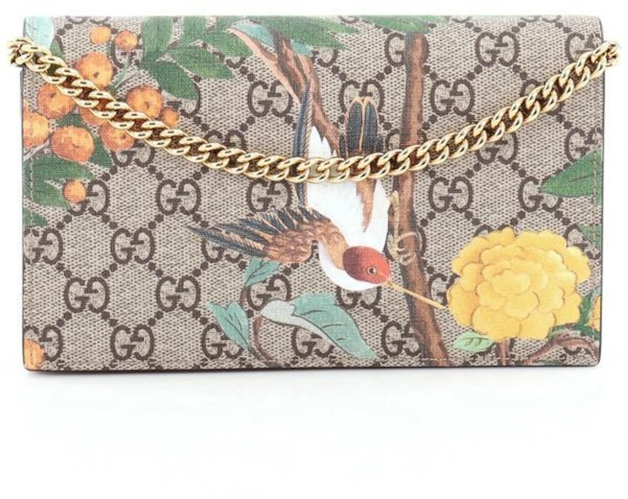 Gucci Chain Wallet Crossbody GG Supreme Tian Mini Brown - US
