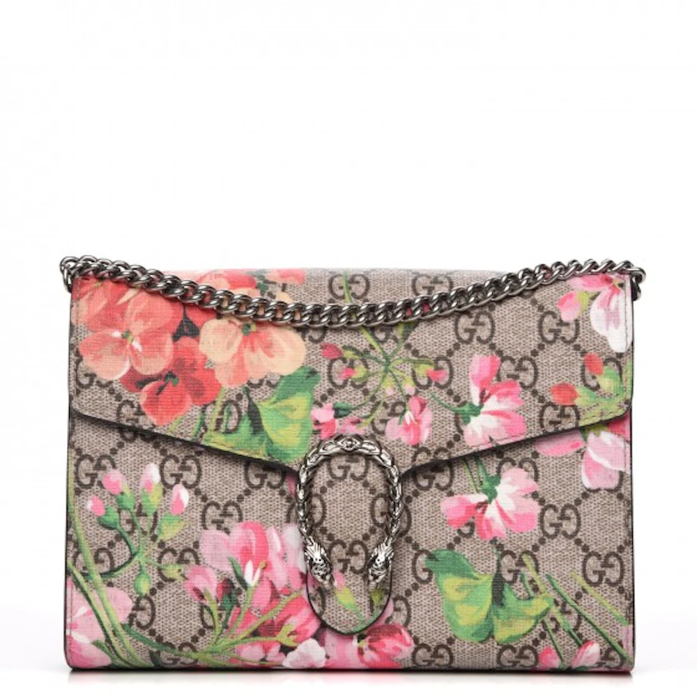 skotsk Skat James Dyson Gucci Dionysus Chain Wallet GG Supreme Blooms Mini Antique Rose - US