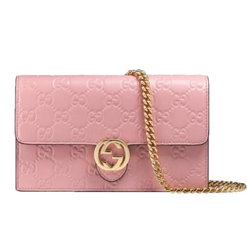 gucci pink chain wallet