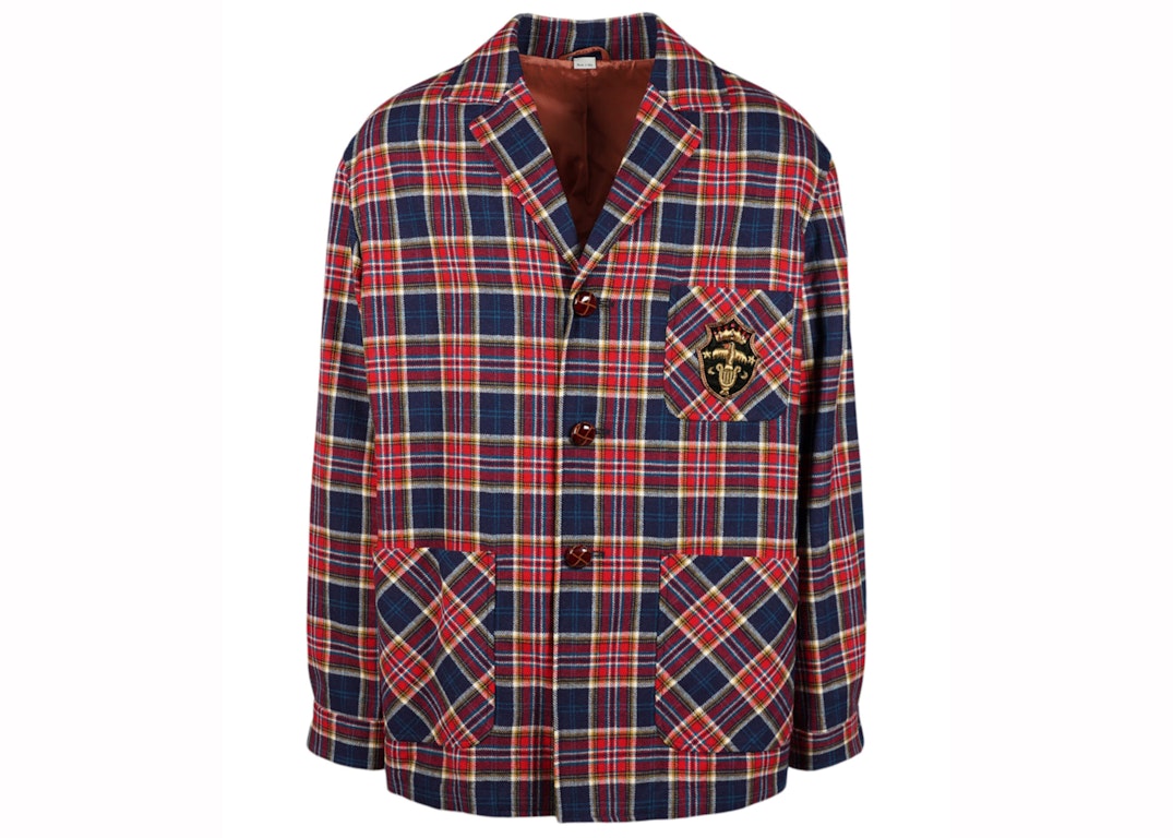 Pre-owned Gucci Check Wool Jacket Red/blue