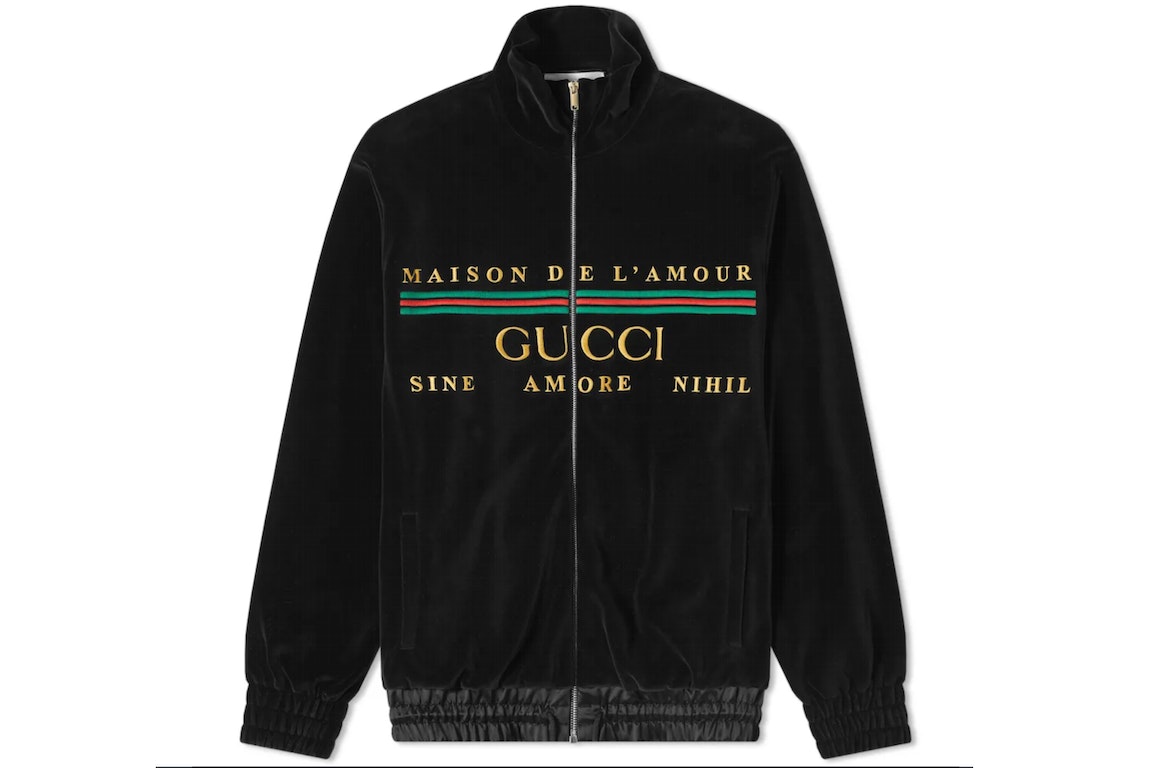 Pre-owned Gucci Chenille Embroidered Track Jacket Black