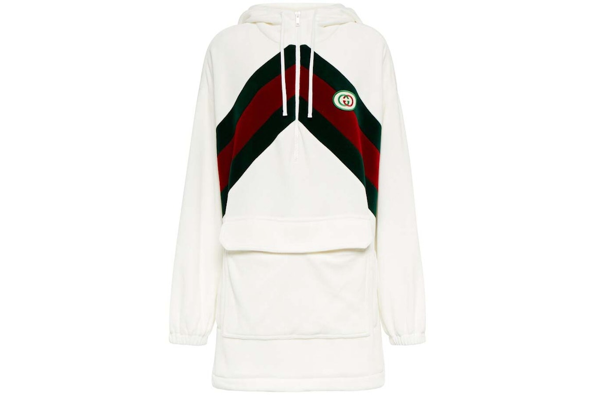 Pre-owned Gucci Chenille Web Hooded Dress White