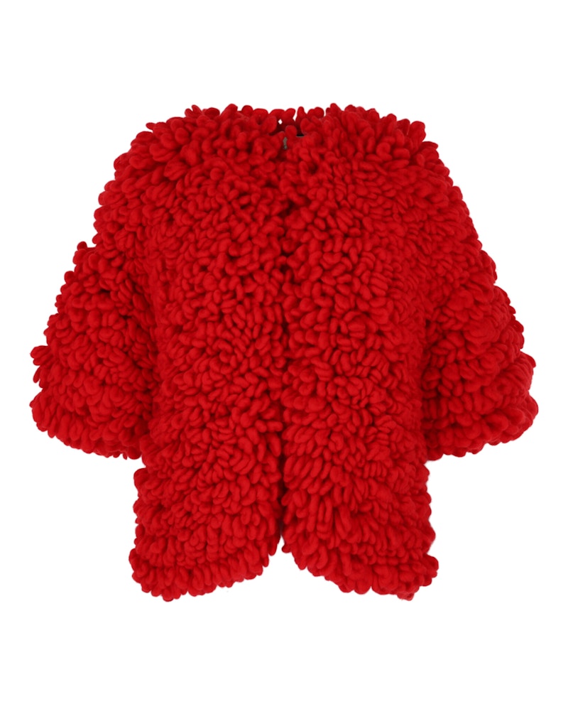 Gucci Chunky Chenille Yarn Jacket Red