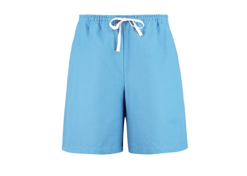 Gucci Ciel de Nuit Animal Taped Cotton Shorts Blue