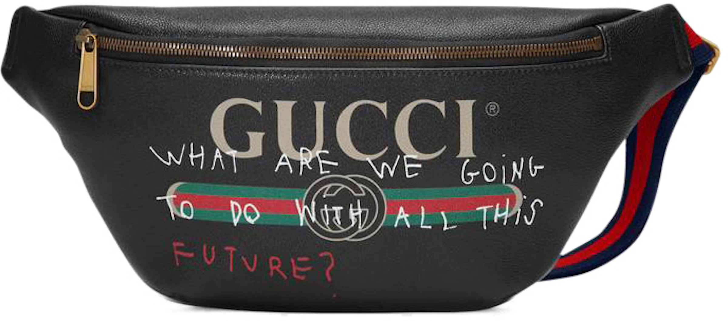 Gucci Coco Capitan Logo Belt Vintage Logo Black in Leather with Gold-tone -