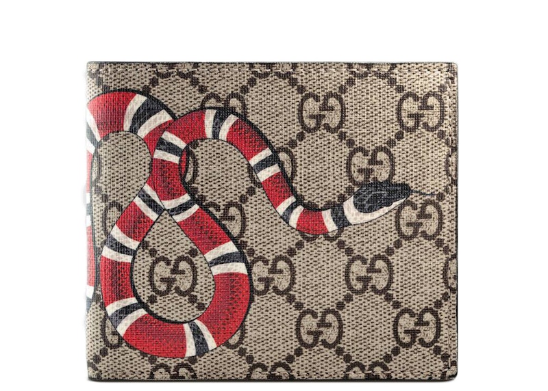 Gucci Bifold Wallet GG Supreme Kingsnake (4 Card Slots) Beige in 